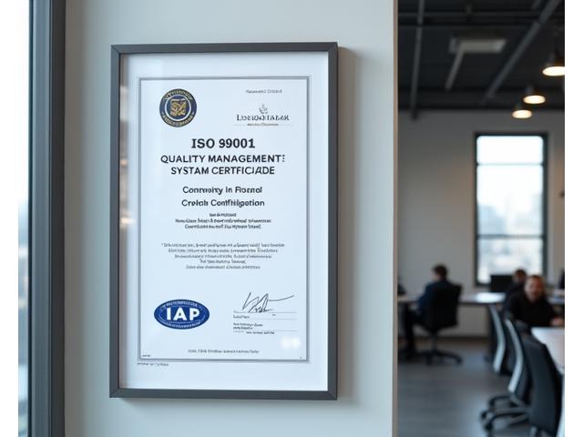 ISO 9001 품질 경영 시스템 인증서