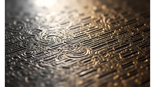 정교한 화학 에칭 패턴이 새겨진 금속